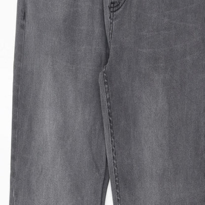 Limon Company Mens Grey Cotton Straight Jeans Size 32 in L33 in Regular Zip - Long Leg, Pockets