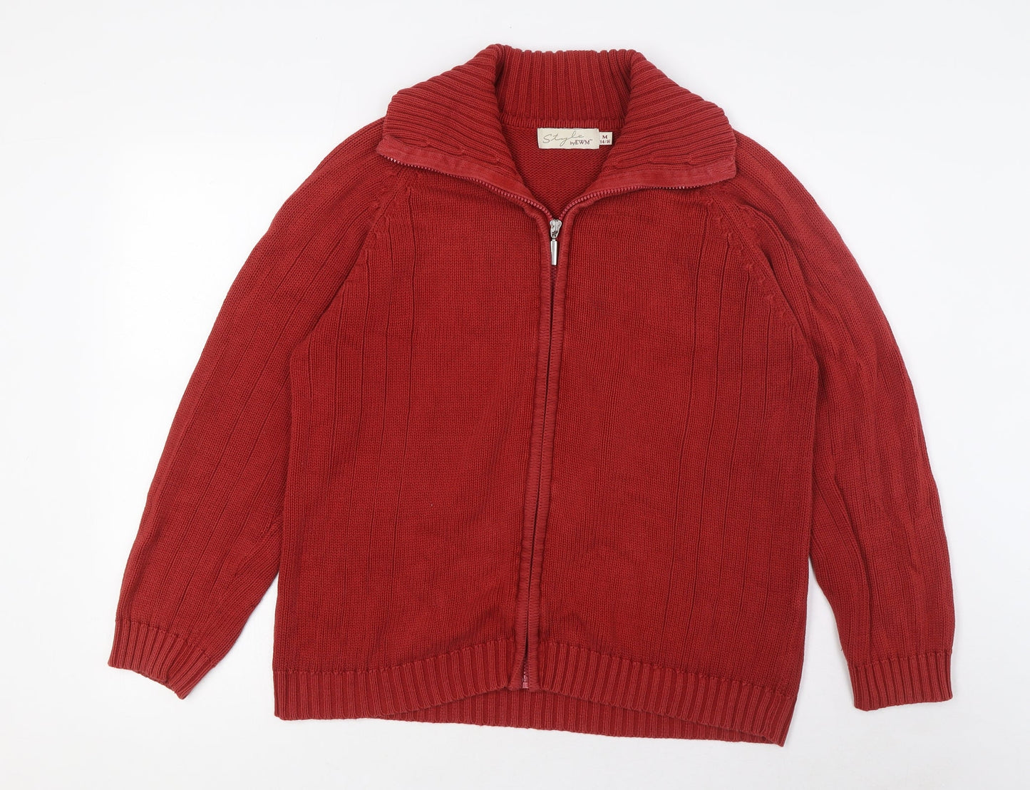 Womens UK Size M EWM Red Full Zip Jumper