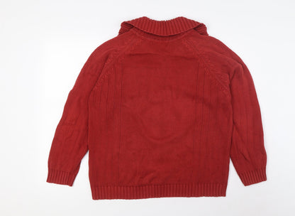 Womens UK Size M EWM Red Full Zip Jumper
