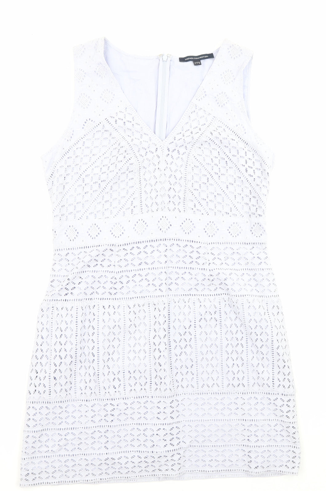 French Connection Womens Purple 100% Cotton A-Line Size 14 V-Neck Zip