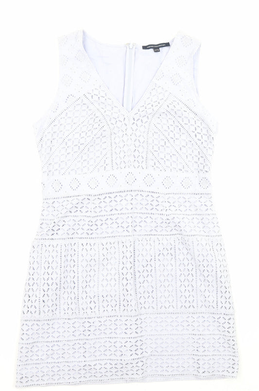 French Connection Womens Purple 100% Cotton A-Line Size 14 V-Neck Zip