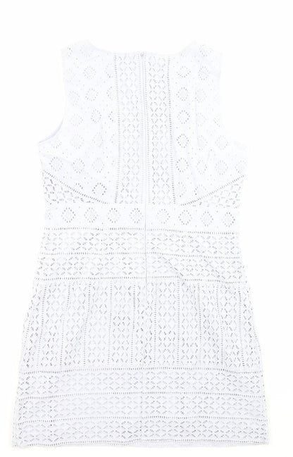 French Connection Womens Purple 100% Cotton A-Line Size 14 V-Neck Zip