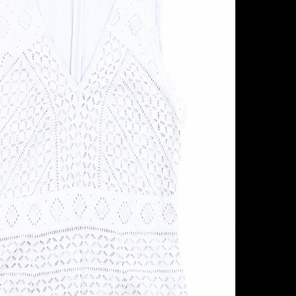 French Connection Womens Purple 100% Cotton A-Line Size 14 V-Neck Zip