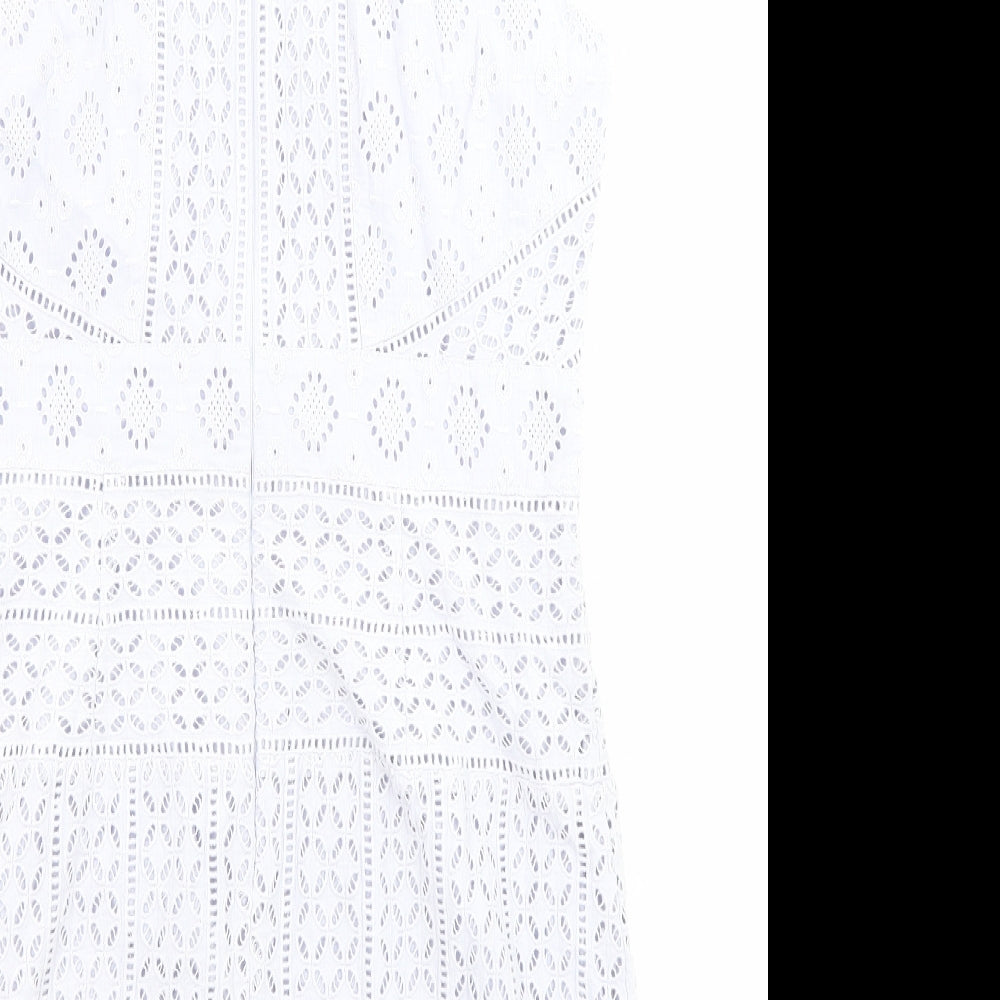 French Connection Womens Purple 100% Cotton A-Line Size 14 V-Neck Zip