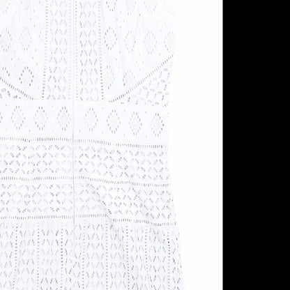 French Connection Womens Purple 100% Cotton A-Line Size 14 V-Neck Zip