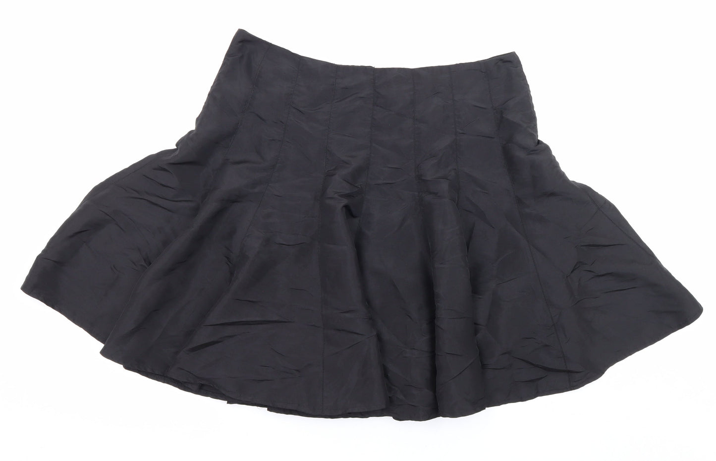 Marks and Spencer Womens Black Polyester A-Line Skirt Size 14 Zip