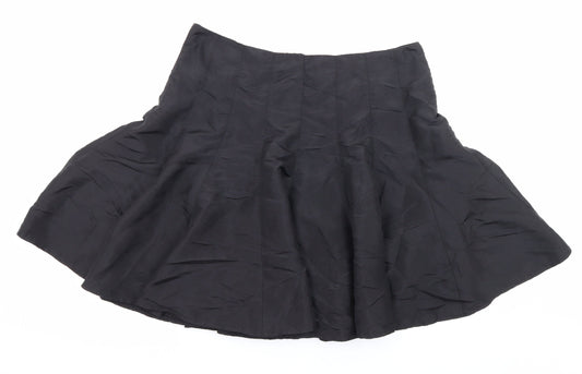 Marks and Spencer Womens Black Polyester A-Line Skirt Size 14 Zip