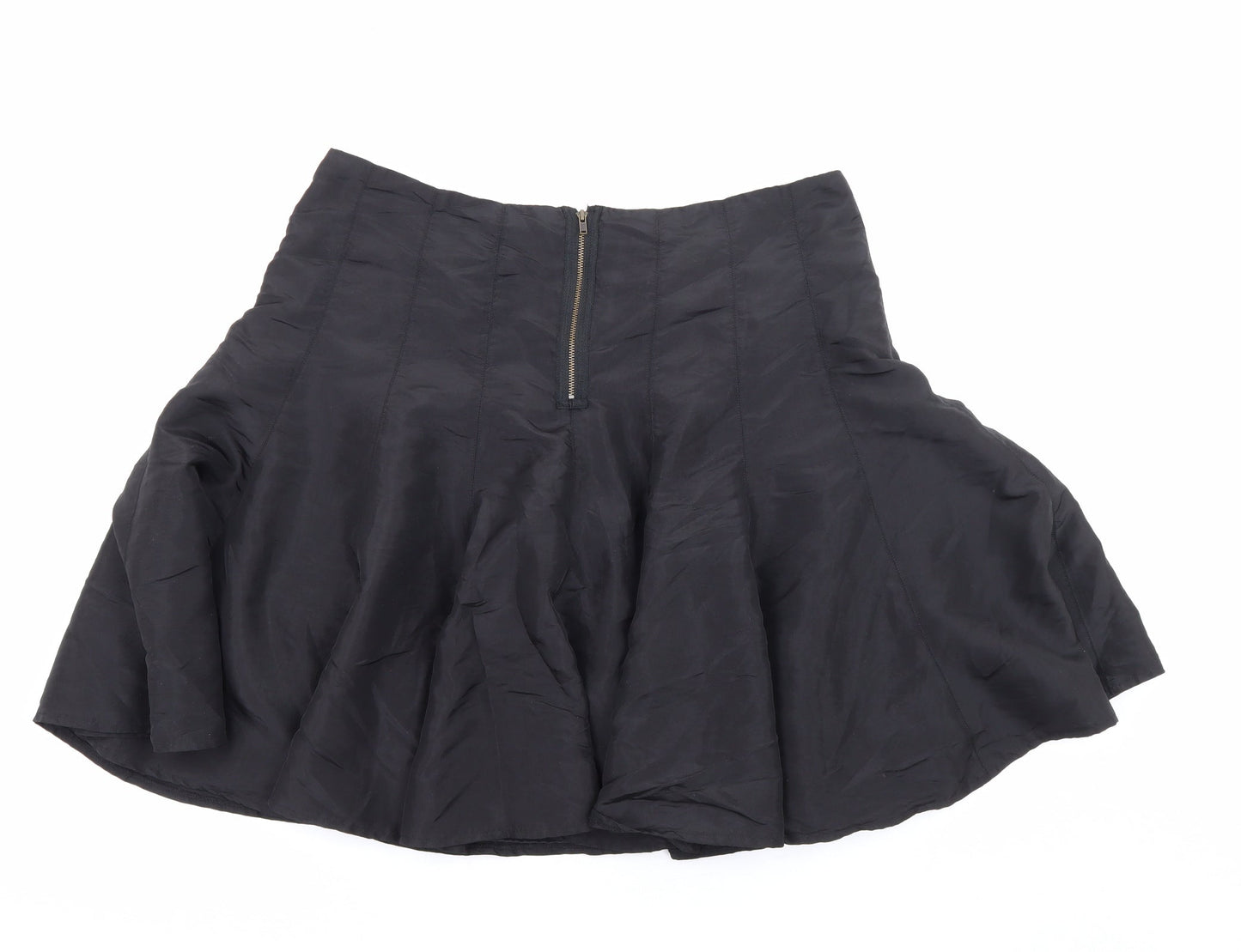 Marks and Spencer Womens Black Polyester A-Line Skirt Size 14 Zip