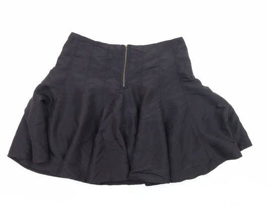 Marks and Spencer Womens Black Polyester A-Line Skirt Size 14 Zip