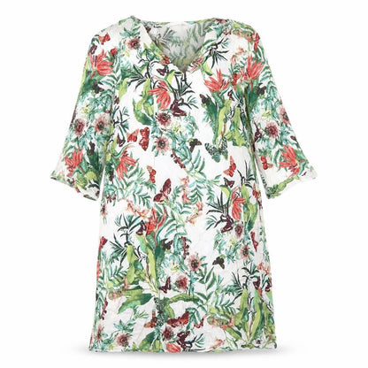 H&M Womens Multicoloured Viscose Shirt Dress Size 10 V-Neck - Butterfly