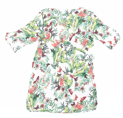 H&M Womens Multicoloured Viscose Shirt Dress Size 10 V-Neck - Butterfly