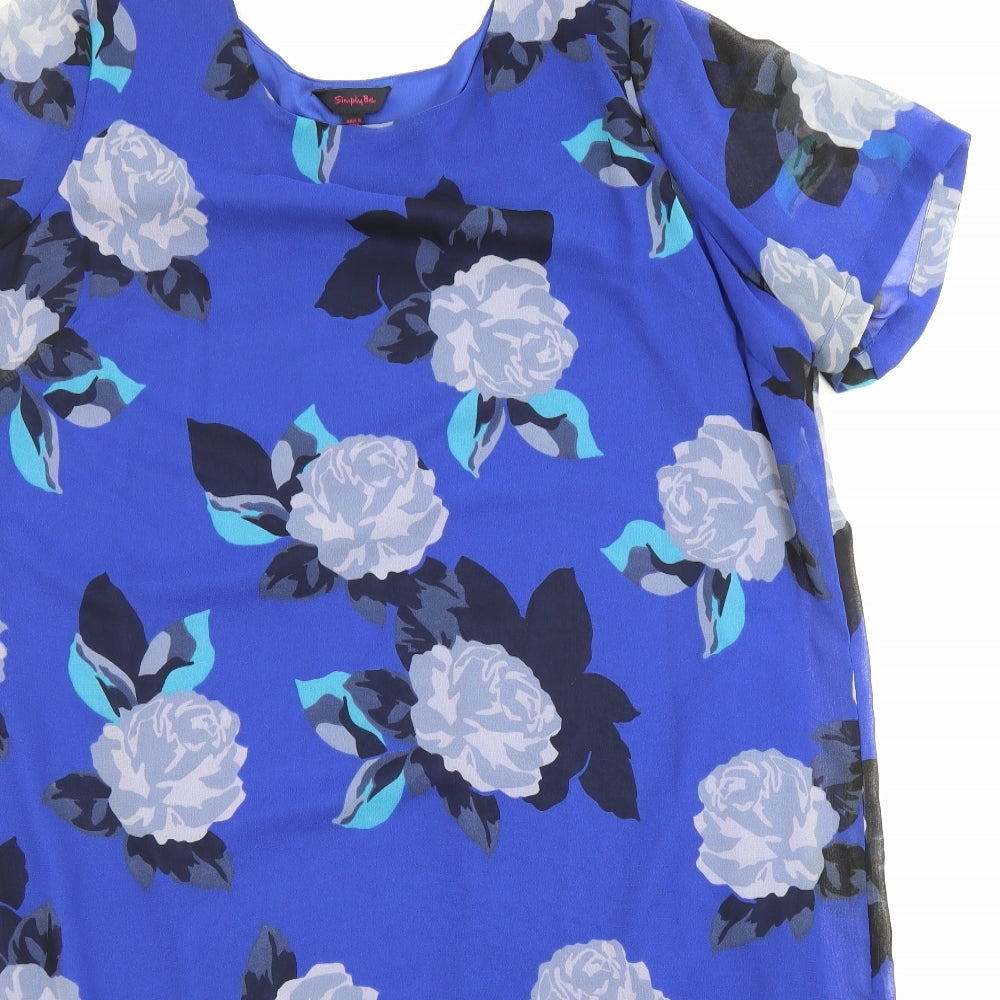 Womens UK Size 20 Simply Be Blue Tunic Blouse