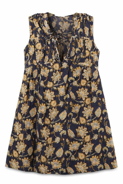 Mango Womens Blue 100% Cotton A-Line Size XS Round Neck - Tie Front