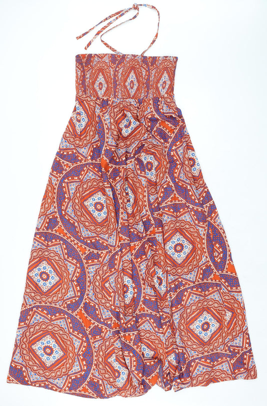 Monsoon Womens Multicoloured Polyester A-Line Size M Halter Tie - Smocked Top