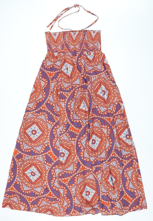 Monsoon Womens Multicoloured Polyester A-Line Size M Halter Tie - Smocked Top