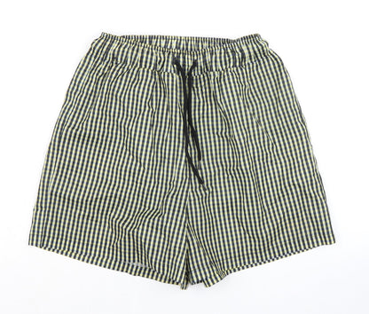 COLLUSION Womens Multicoloured Check 100% Polyester Basic Shorts Size 8 L4 in Regular Drawstring - Elasticated Waist