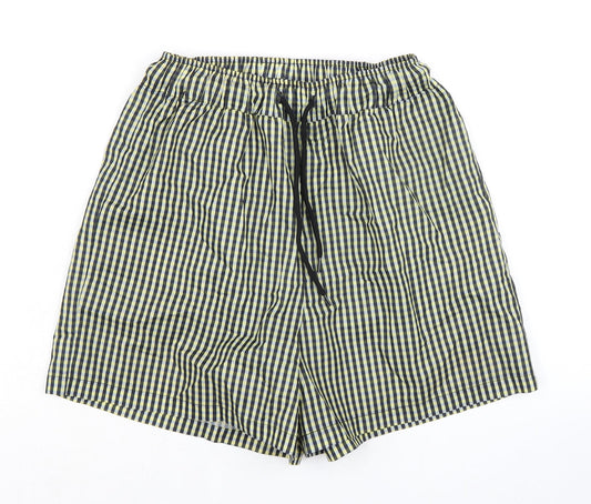 COLLUSION Womens Multicoloured Check 100% Polyester Basic Shorts Size 8 L4 in Regular Drawstring - Elasticated Waist