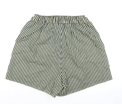 COLLUSION Womens Multicoloured Check 100% Polyester Basic Shorts Size 8 L4 in Regular Drawstring - Elasticated Waist