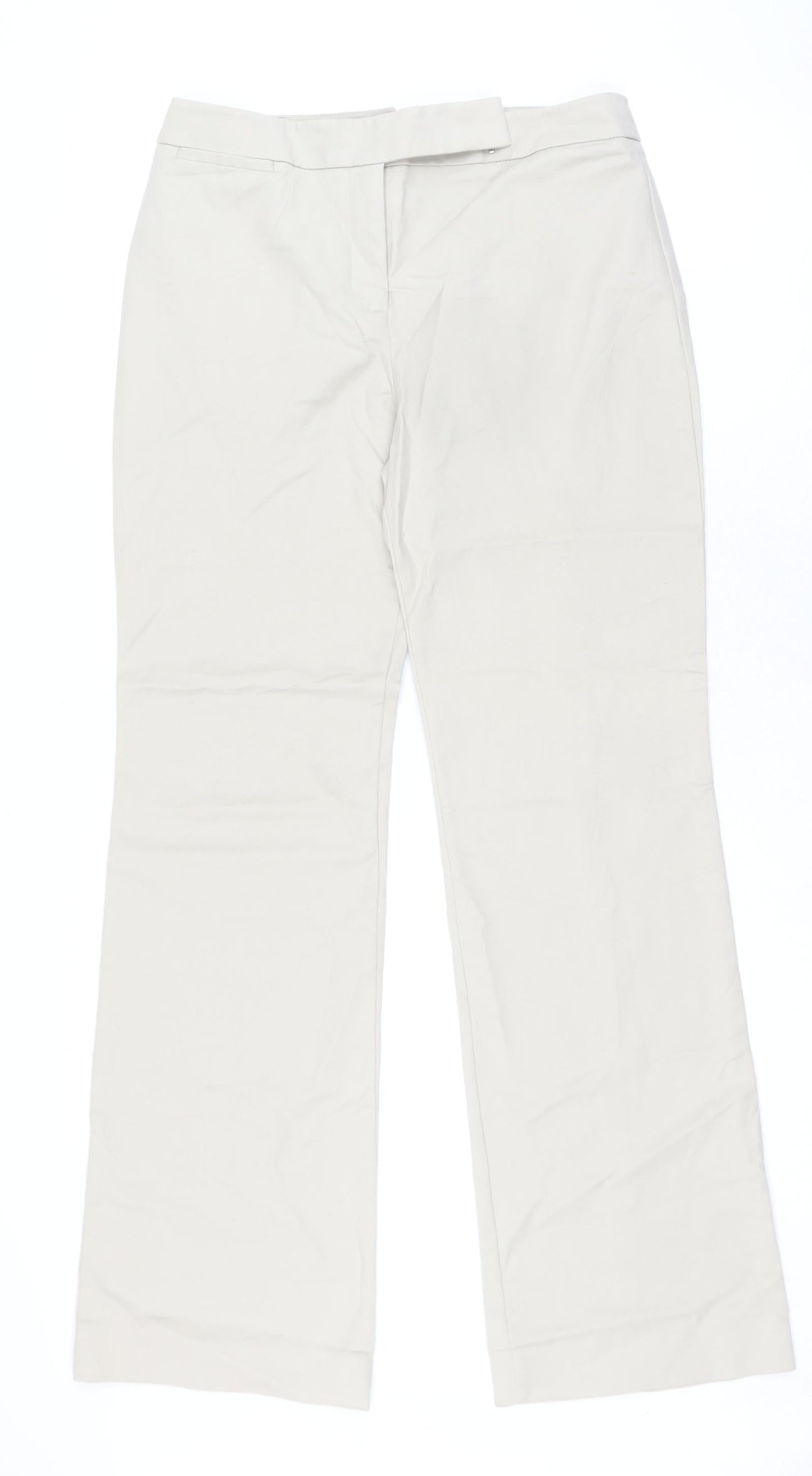 Coast Womens Beige Cotton Trousers Size 10 L30.5 in Regular Zip