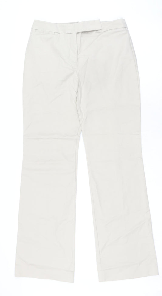 Coast Womens Beige Cotton Trousers Size 10 L30.5 in Regular Zip