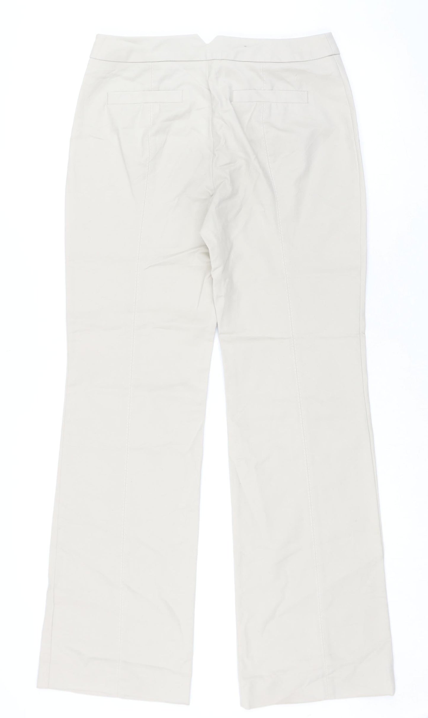 Coast Womens Beige Cotton Trousers Size 10 L30.5 in Regular Zip