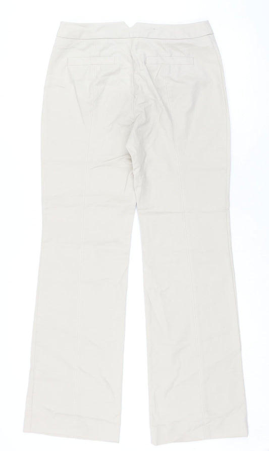 Coast Womens Beige Cotton Trousers Size 10 L30.5 in Regular Zip
