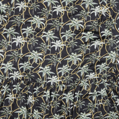 Forever Unique Womens Black Polyester A-Line Size 12 Mock Neck Button - Palm Trees