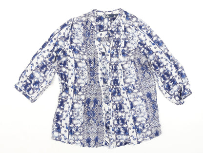 EWM Womens Blue Viscose Basic Blouse Size 12 Sweetheart