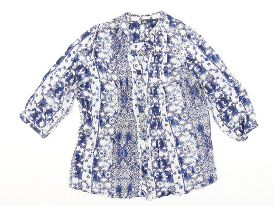 EWM Womens Blue Viscose Basic Blouse Size 12 Sweetheart