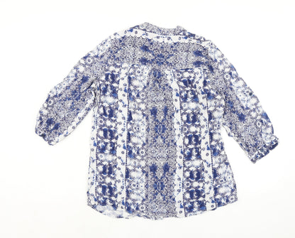 EWM Womens Blue Viscose Basic Blouse Size 12 Sweetheart