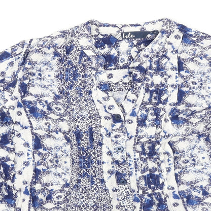 EWM Womens Blue Viscose Basic Blouse Size 12 Sweetheart