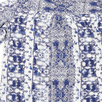 EWM Womens Blue Viscose Basic Blouse Size 12 Sweetheart