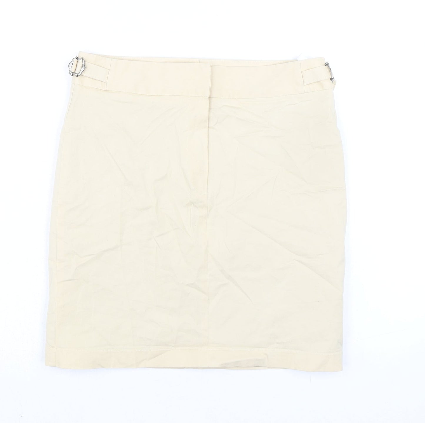 NEXT Womens Beige Cotton A-Line Skirt Size 10 Zip