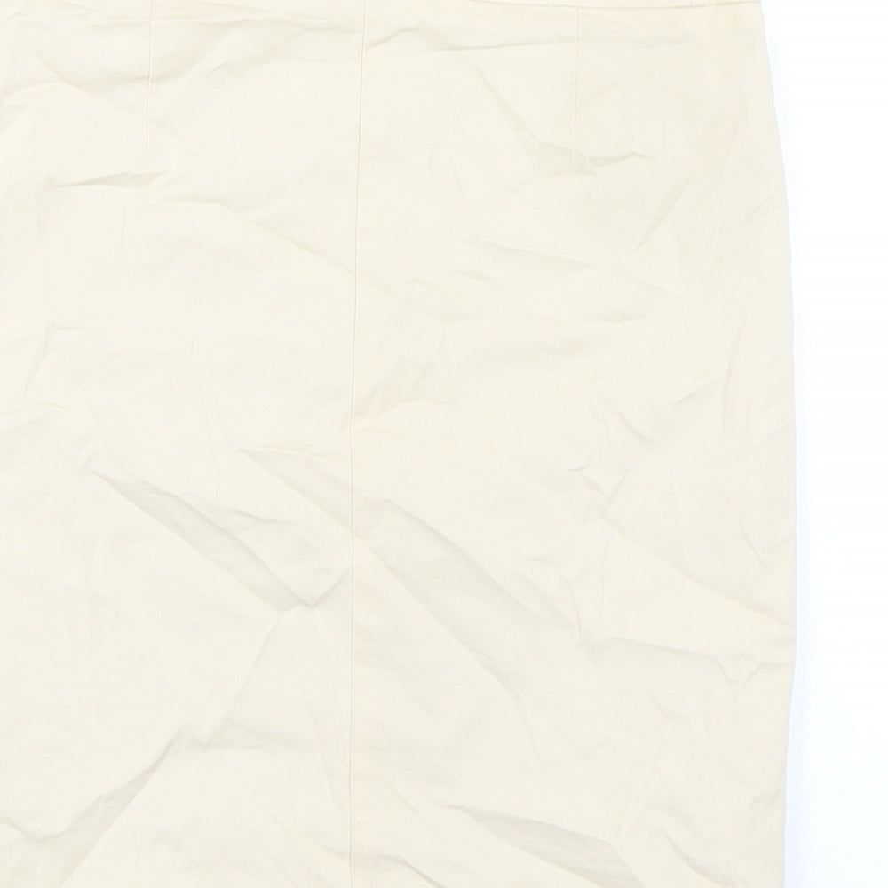 NEXT Womens Beige Cotton A-Line Skirt Size 10 Zip