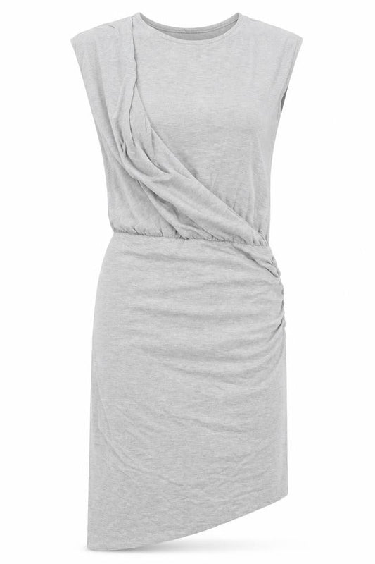 Lable Lab Womens Grey Viscose Pencil Dress Size 6 Round Neck - Elasticated Waist