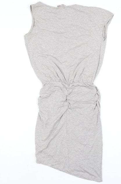 Lable Lab Womens Grey Viscose Pencil Dress Size 6 Round Neck - Elasticated Waist