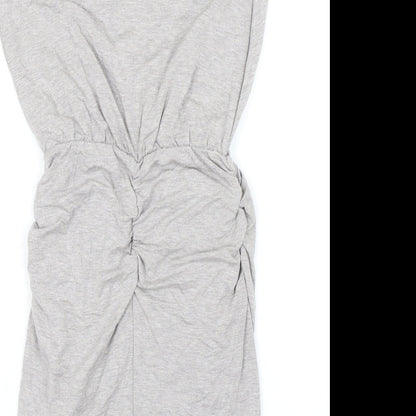 Lable Lab Womens Grey Viscose Pencil Dress Size 6 Round Neck - Elasticated Waist