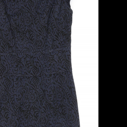 Per Una Womens Blue Acrylic Pencil Dress Size 12 Collared Zip