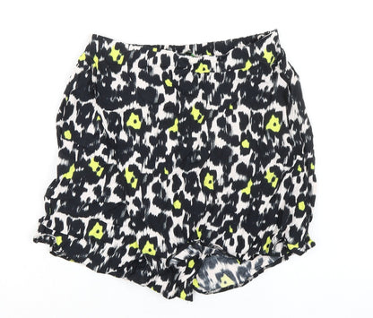 Dorothy Perkins Womens Black Animal Print Viscose Skort Skirt Size 10 - Wrap Around Effect