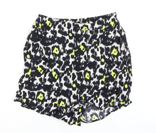 Dorothy Perkins Womens Black Animal Print Viscose Skort Skirt Size 10 - Wrap Around Effect