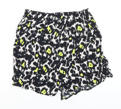 Dorothy Perkins Womens Black Animal Print Viscose Skort Skirt Size 10 - Wrap Around Effect