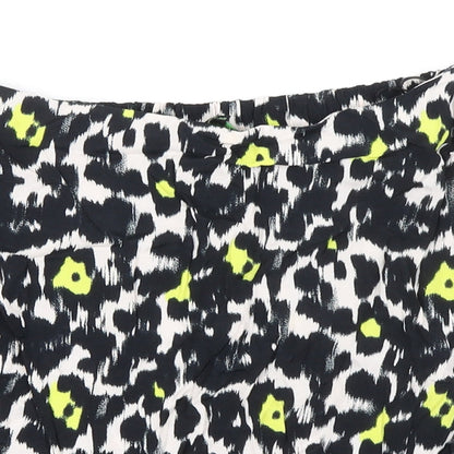 Dorothy Perkins Womens Black Animal Print Viscose Skort Skirt Size 10 - Wrap Around Effect
