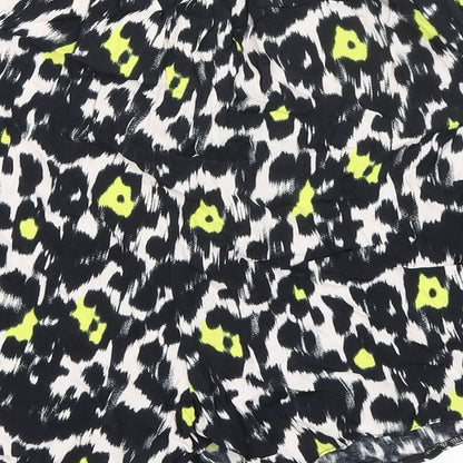 Dorothy Perkins Womens Black Animal Print Viscose Skort Skirt Size 10 - Wrap Around Effect