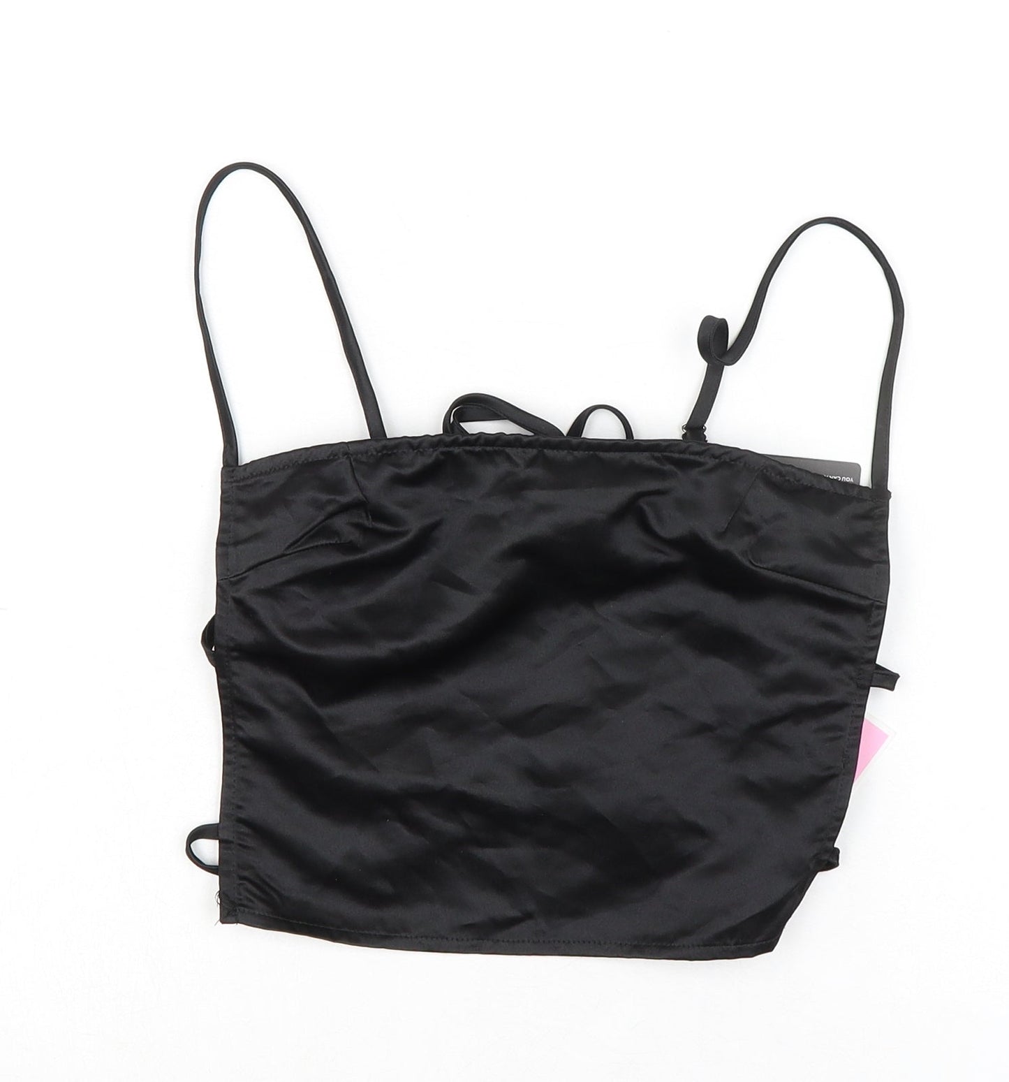 Womens UK Size 8 PRETTYLITTLETHING Black Cropped Blouse