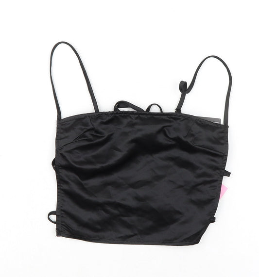 Womens UK Size 8 PRETTYLITTLETHING Black Cropped Blouse