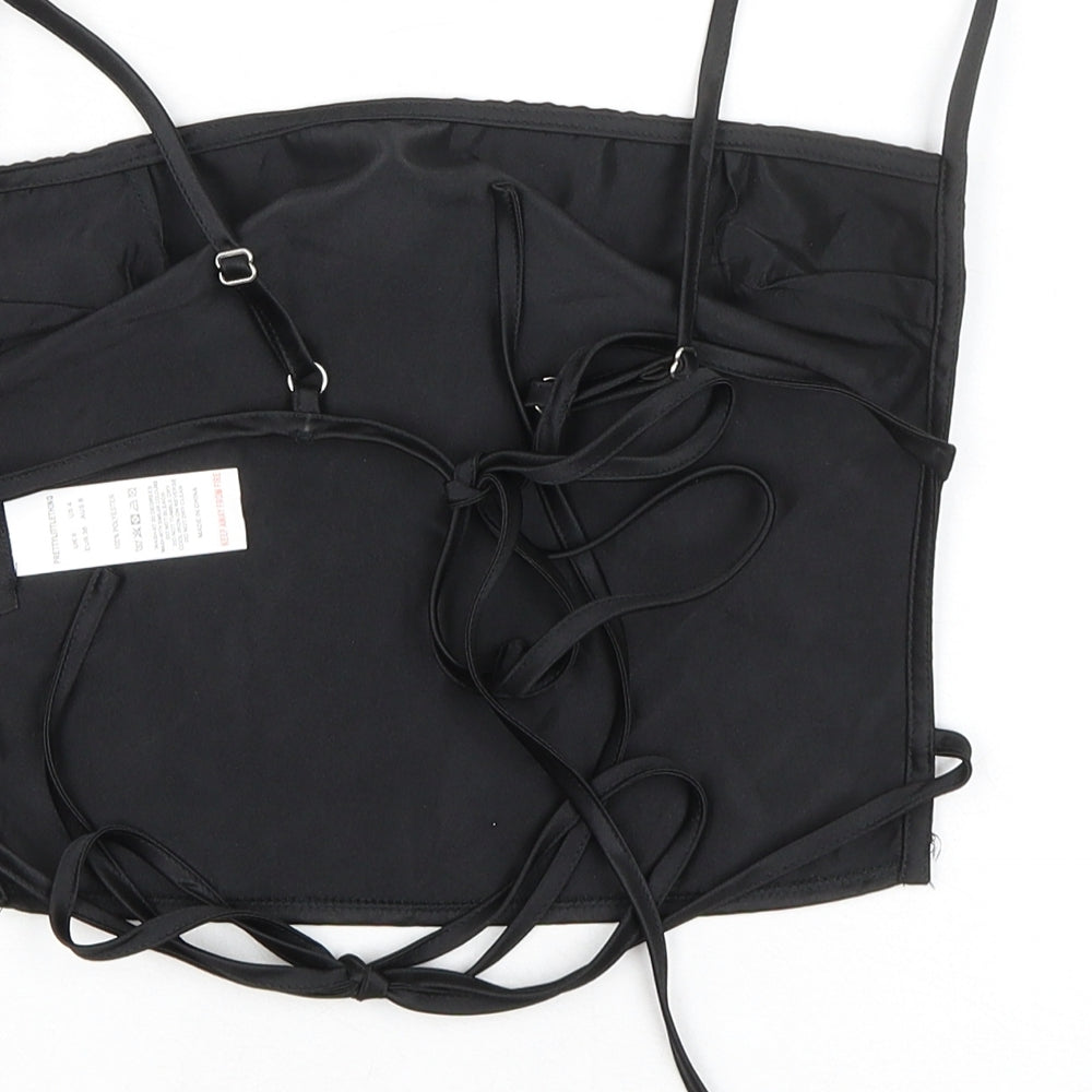 Womens UK Size 8 PRETTYLITTLETHING Black Cropped Blouse