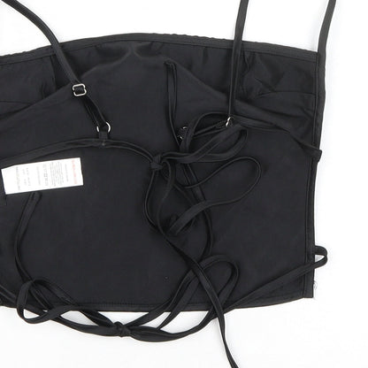 Womens UK Size 8 PRETTYLITTLETHING Black Cropped Blouse
