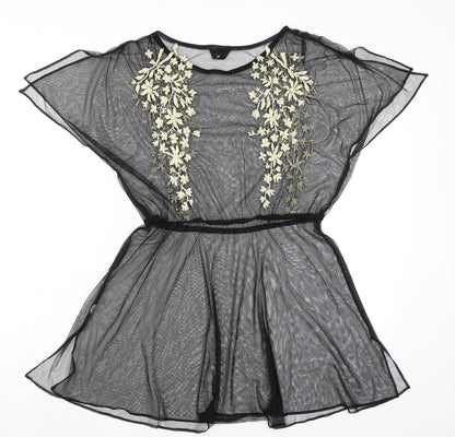Womens UK Size 10 Topshop Black Basic Blouse