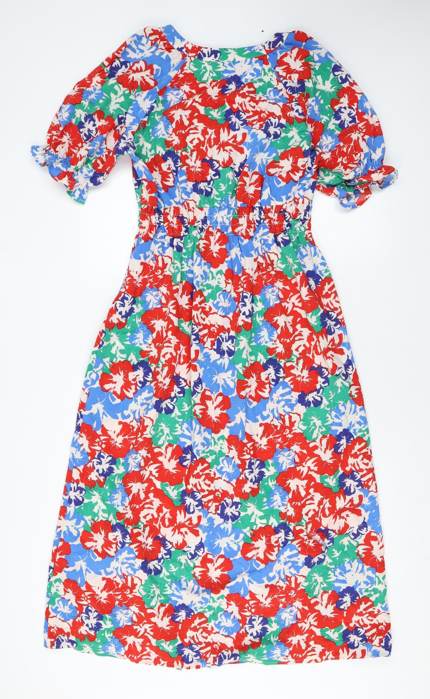 Marks and Spencer Womens Multicoloured Floral Polyester Maxi Size 10 V-Neck Pullover