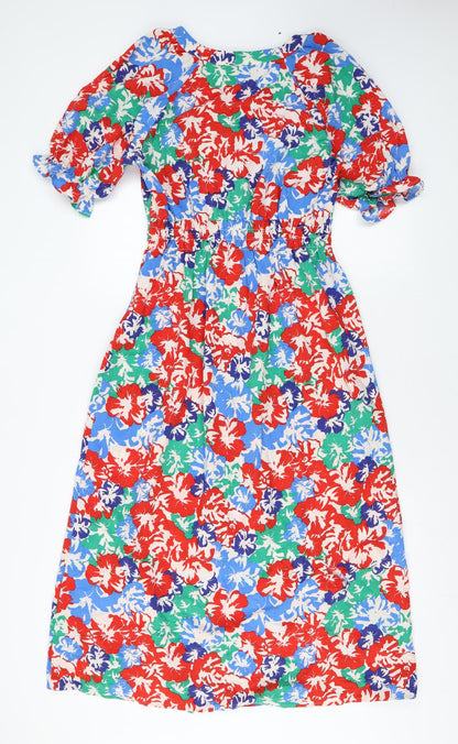 Marks and Spencer Womens Multicoloured Floral Polyester Maxi Size 10 V-Neck Pullover